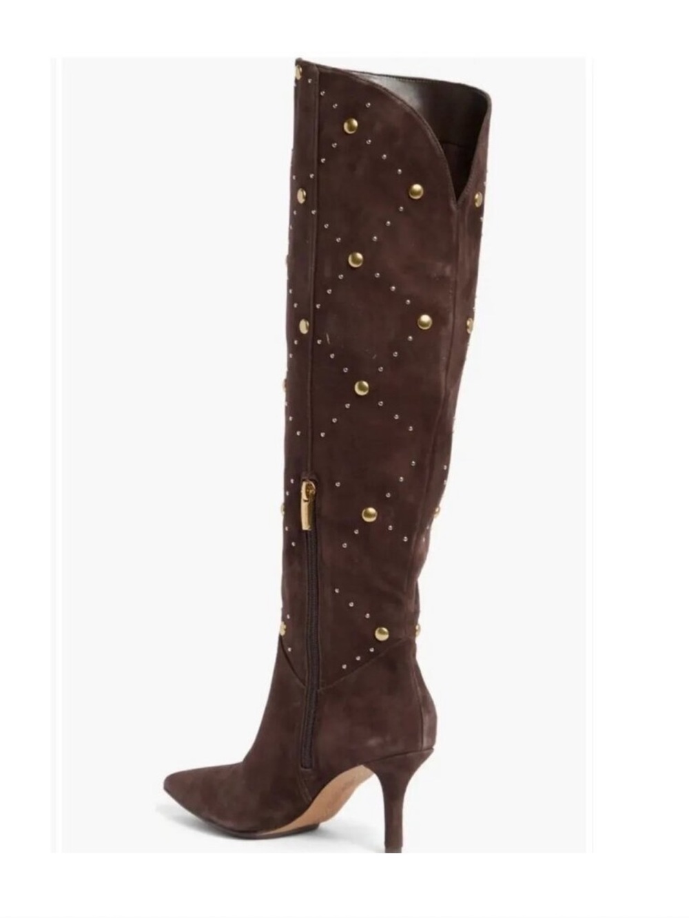 Vince Camuto Fimulie Brown Suede Studded Knee-High Boot